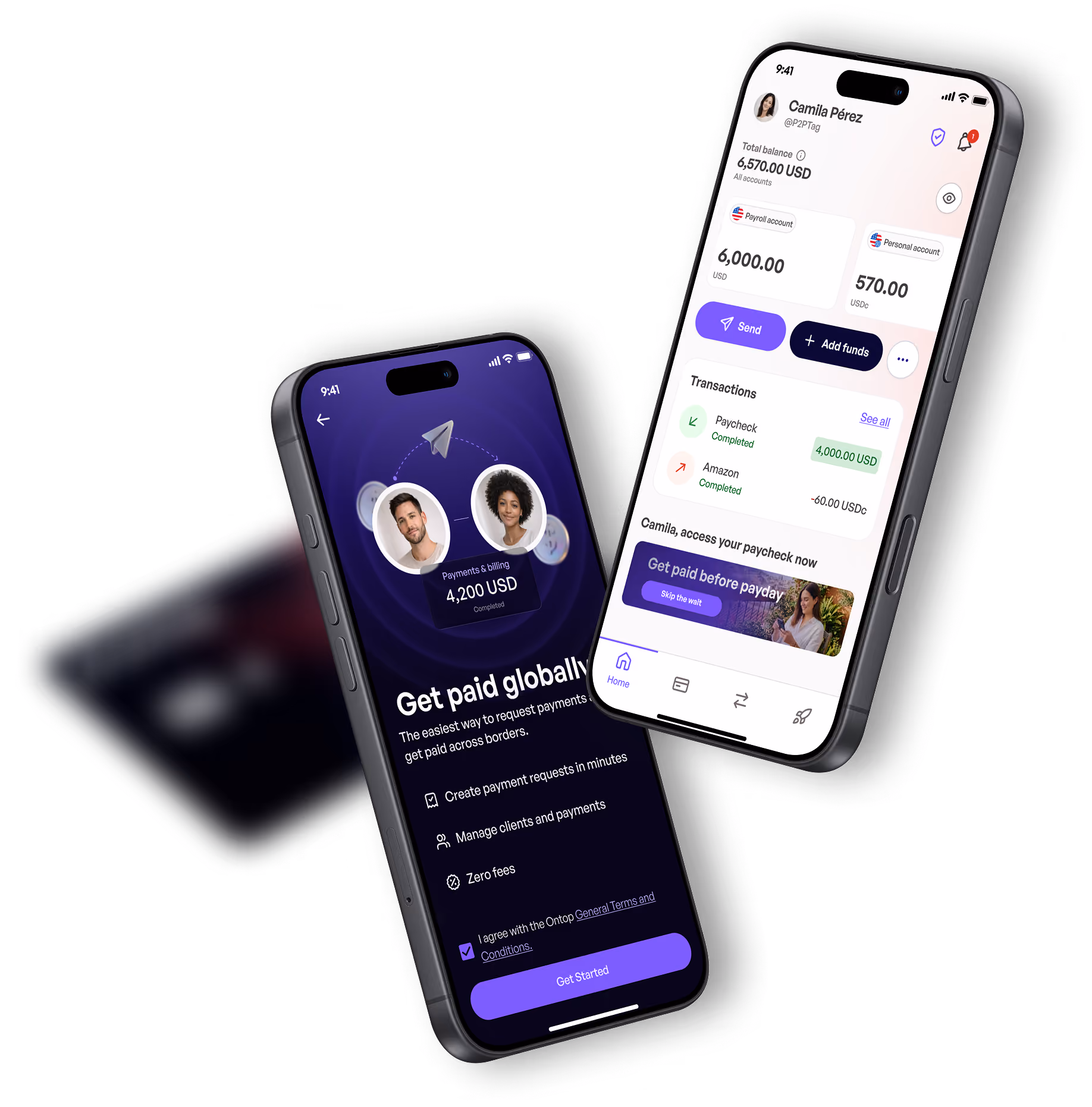 Ontop app showing payment tracking